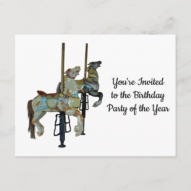 Hübscher Mergo Round Carousel Pferde Geburtstag Postkarte (Vorderseite)