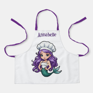 Hübscher Mermaid-Koch mit Lila Haar Schürze