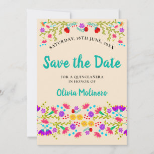 Hübscher mexikanischer Fiesta-Floral-Champagner un Save The Date