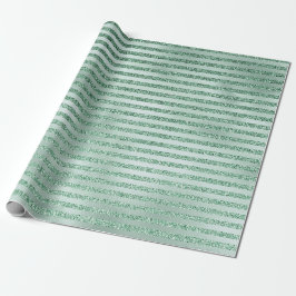 Hübscher Minze Grüner Glitzer Ombre Streifen Geschenkpapier