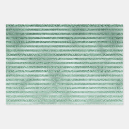 Hübscher Minze Grüner Glitzer Ombre Streifen       Geschenkpapier Set
