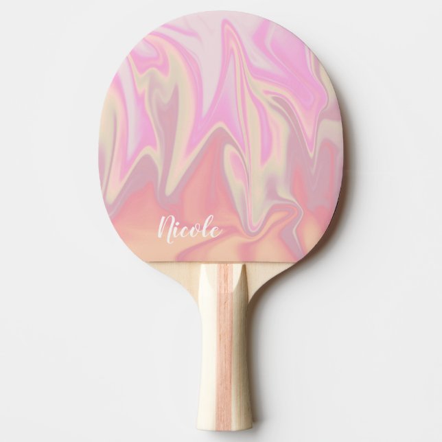 Hübscher, moderner und eleganter rosa Marmor Tischtennis Schläger (Vorderseite)