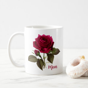 Hübscher Muttermug mit Rose - bearbeitbarer Name Kaffeetasse