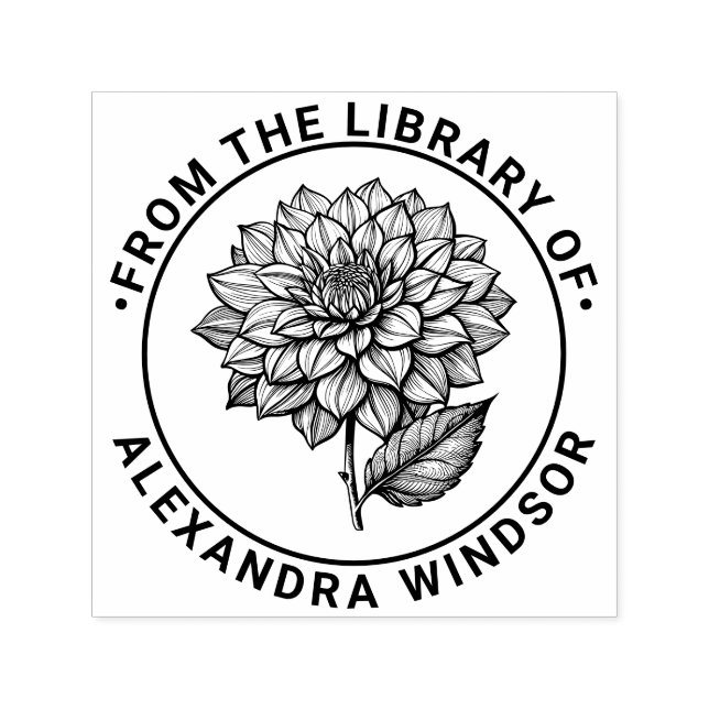 Hübscher Name der Bibliothek Dahlia Bloom Blossom Permastempel (Design)