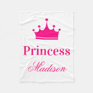 Hübscher Name der Prinzessin "White & Hot Pink" Fleecedecke