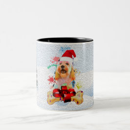Hübscher, Niedlicher Cockapoo Hund Gutes Weihnacht Zweifarbige Tasse