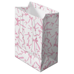 Hübscher Niedlicher rosa Flachbogen Muster-Wellen Mittlere Geschenktüte