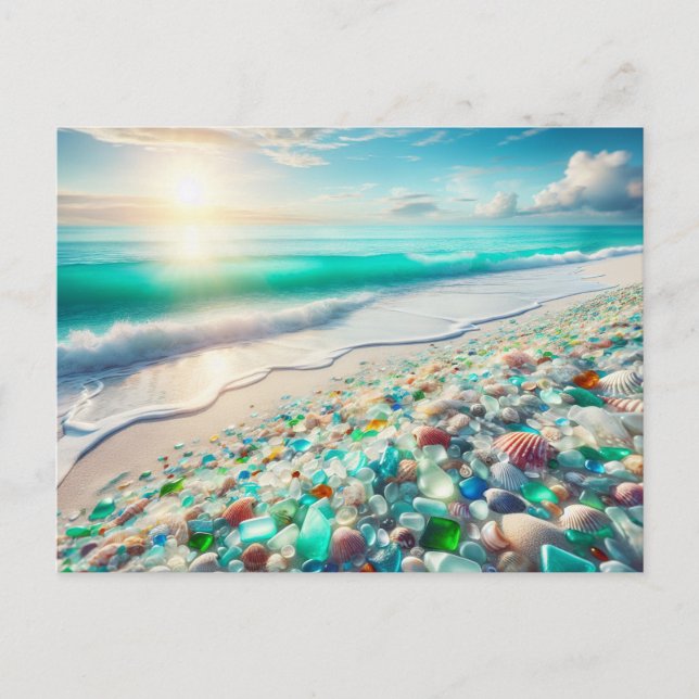 Hübscher Ocean Beach mit Sea Glass Postkarte (Vorderseite)