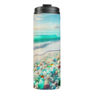 Hübscher Ocean Beach mit Sea Glass Thermosbecher