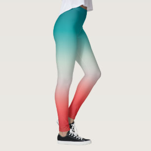 Hübscher Ombre Festivals Rot und Aquamarin Blau Gr Leggings