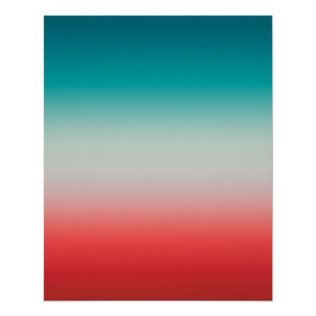 Hübscher Ombre Festivals Rot und Aquamarin Blau Gr Poster (Vorderseite)