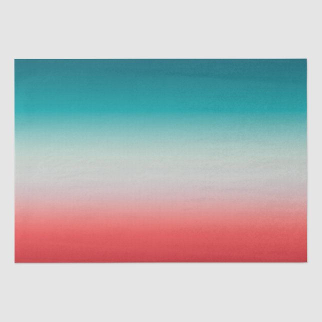 Hübscher Ombre Festivals Rot und Aquamarin Blau Gr Seidenpapier (Vorderseite)