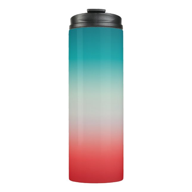 Hübscher Ombre Festivals Rot und Aquamarin Blau Gr Thermosbecher (Vorderseite)