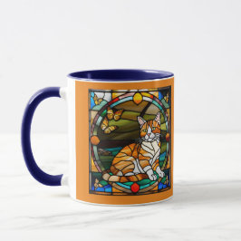 Hübscher orange getigerter Glas-Mug mit Buntglas-O Tasse