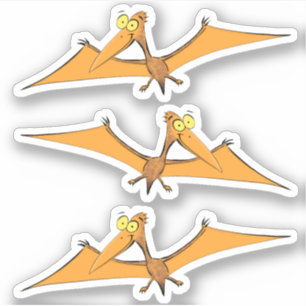 Hübscher Orangenpterodactylus-Cartoon Aufkleber