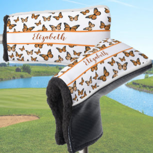Hübscher Orangenschmetterling mit individuelle Nam Golf Headcover