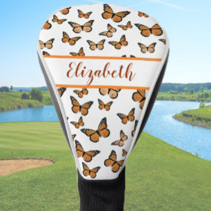Hübscher Orangenschmetterling mit individuelle Nam Golf Headcover