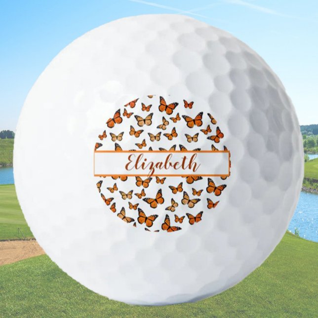Hübscher Orangenschmetterling mit individuelle Nam Golfball (Von Creator hochgeladen)
