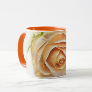 Hübscher Oranger Creme-Rosen-Kunst-Kaffee-Tee-Bech Tasse