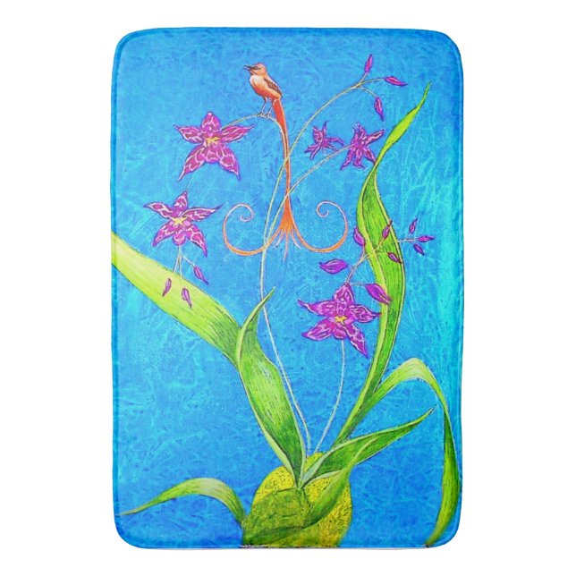 Hübscher Orchid Bird Badematte (Vorderseite Vertikal)