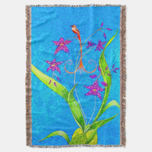 Hübscher Orchid Bird Throw Blanket Decke