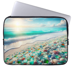 Hübscher Ozeanstrand mit Meeresglas Laptopschutzhülle