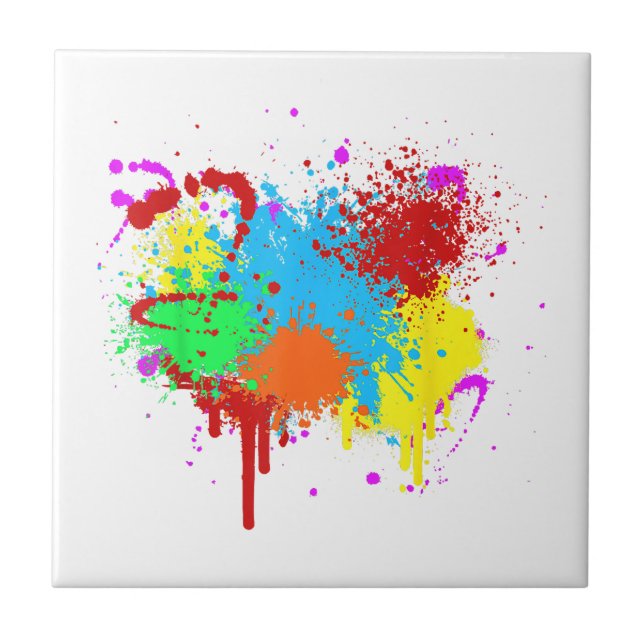 Hübscher Paint-Spritzer-Malvorgang Abstrakter Art Fliese (Vorderseite)