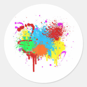 Hübscher Paint-Spritzer-Malvorgang Abstrakter Art Runder Aufkleber