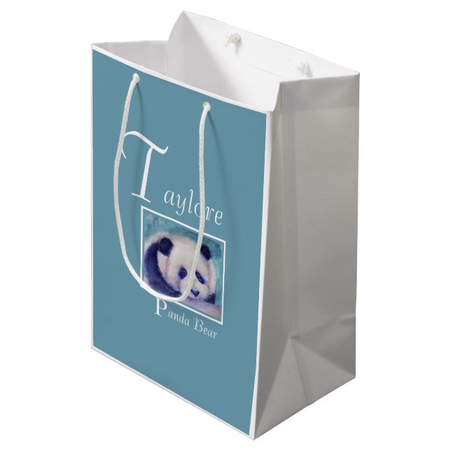 Hübscher Panda-Bär Mittlere Geschenktüte (Vorderseite Schrägansicht)
