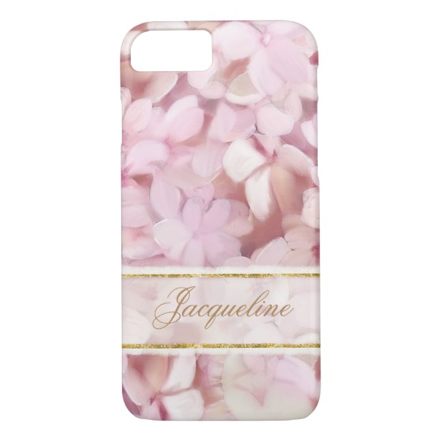 Hübscher Pariser Stil Rosa Hydrangea Glitzer Case-Mate iPhone Hülle (Rückseite)