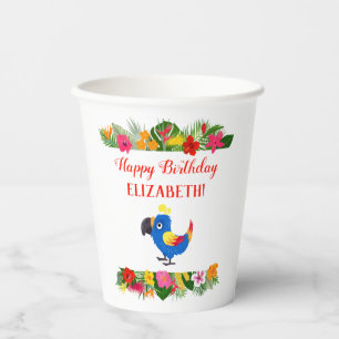 Hübscher Parrot Tropical Birthday Pappbecher