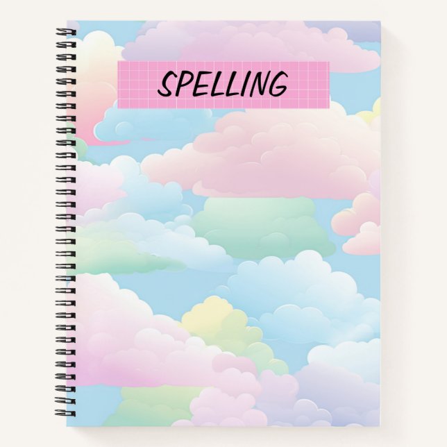 HÜBSCHER PASTEL FLUFFY CLOUUUDS NOTIZBUCH (Vorderseite)