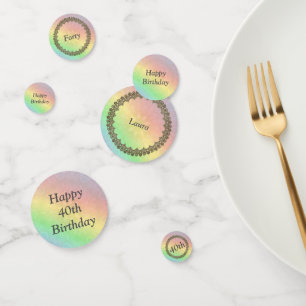 Hübscher Pastel Rainbow 40. Geburtstag Konfetti