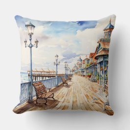 HÜBSCHER PASTEL WATERCOLOR BOARDWALK UND STRAND KISSEN