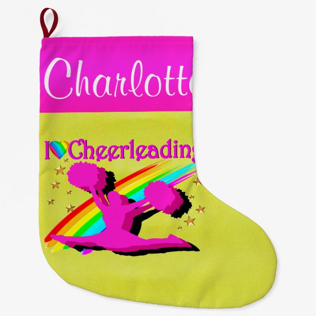 HÜBSCHER PERSONALISIERTER CHEERLEADER CHRISTMAS ST GROßER WEIHNACHTSSTRUMPF (Vorderseite)