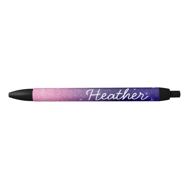 Hübscher Personalisierter Name Ombre Glitzer Lila  Kugelschreiber (Vorderseite)