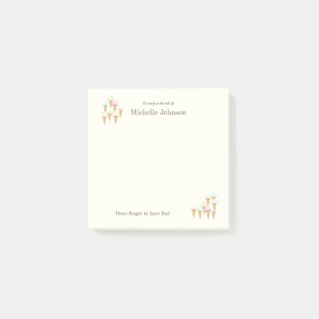 Hübscher Personalisierter Spaß Eiscreme Adhesive P Post-it Klebezettel (Vorderseite)