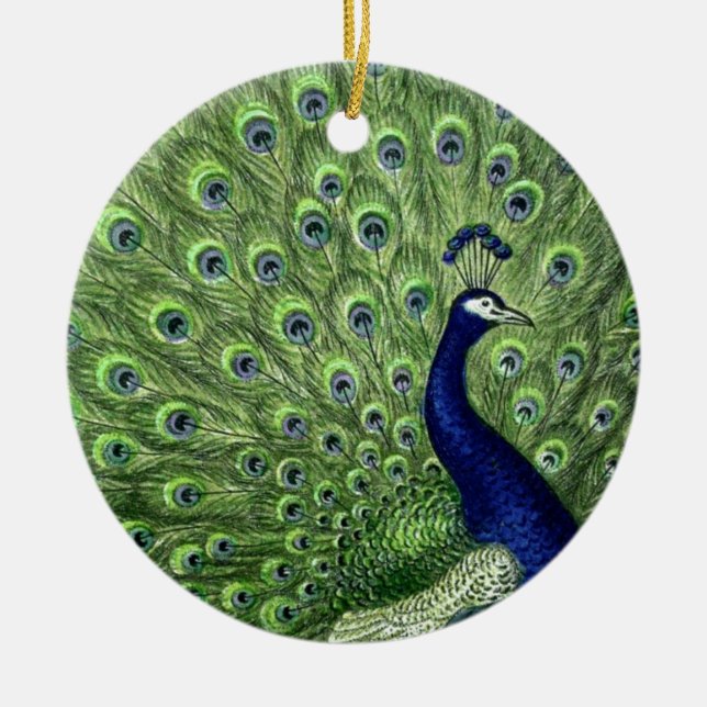 Hübscher Pfau Keramik Ornament (Vorne)