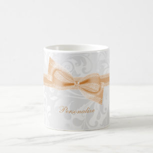 Hübscher Pfirsich-Unechter Bogen & Schleife & Dama Kaffeetasse