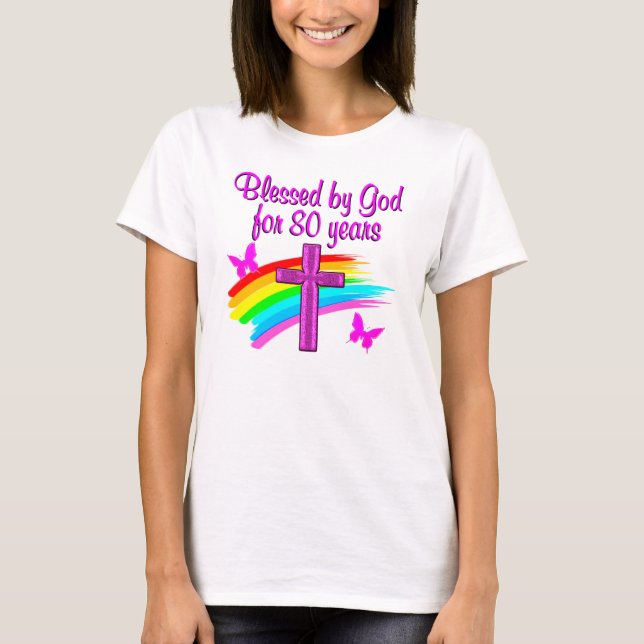 HÜBSCHER PINK, 80 JAHRE lang VON GOTT VERBLEST T-Shirt (Vorderseite)