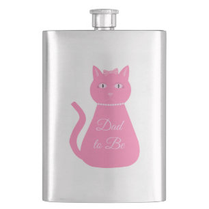 Hübscher Pink Baby Girl Cat Custom Vater to be Flachmann