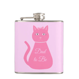 Hübscher Pink Baby Girl Katze Individueller Vater  Flachmann