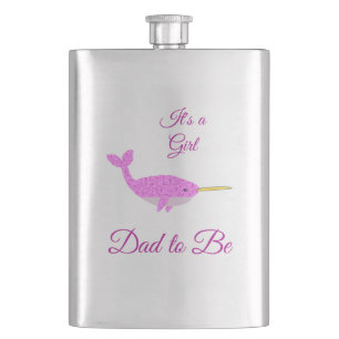 Hübscher Pink Baby Girl Narwhal Custom Vater Flachmann