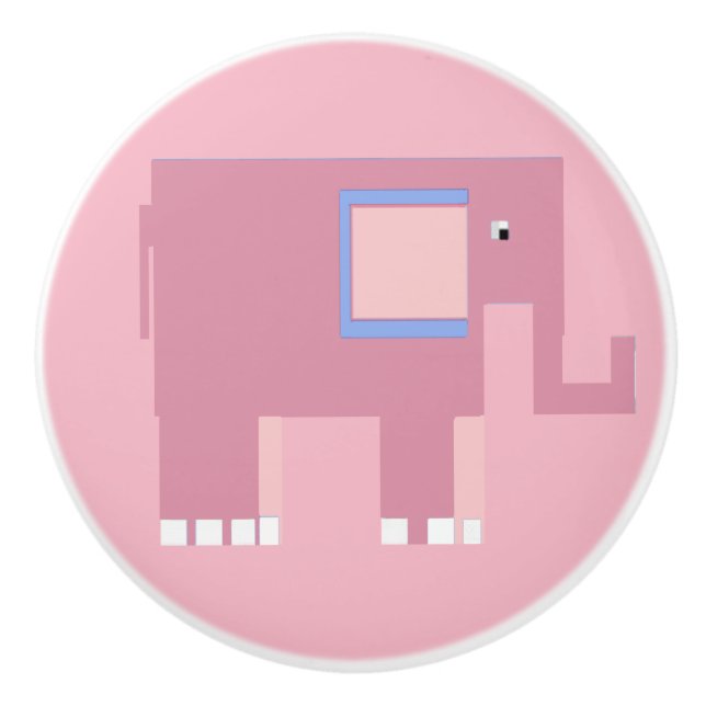 Hübscher Pink-Babyelefant Keramikknauf (Vorderseite)