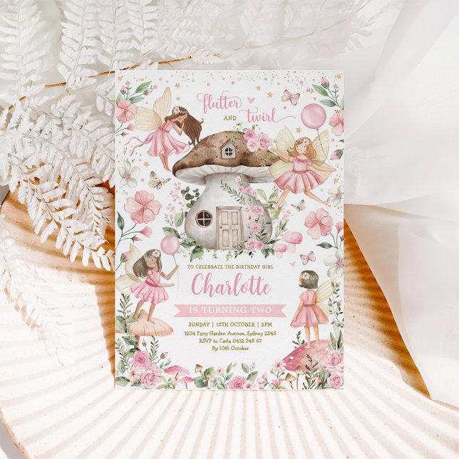 Hübscher Pink Forest Fairy Garden Girl Birthday Einladung (Von Creator hochgeladen)