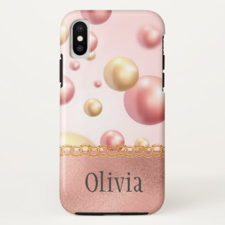 Hübscher Pink Metallic Bubbles Girl Peach Gold Cas Case-Mate iPhone Hülle