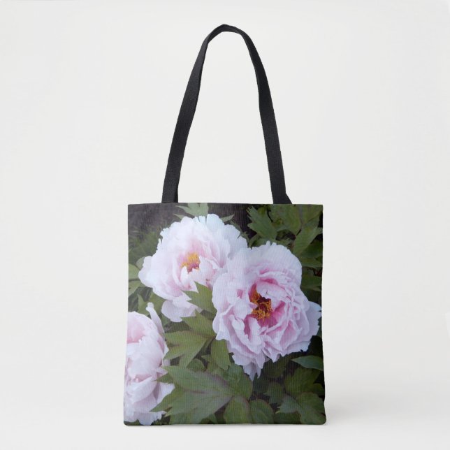 Hübscher Pink Peony Printed Tote Bag Tasche (Vorderseite)