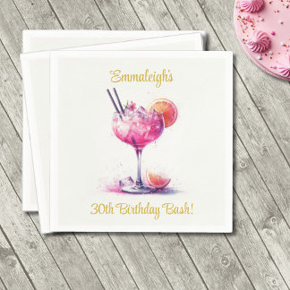 Hübscher Pink Themed Cocktail Geburtstag Serviette