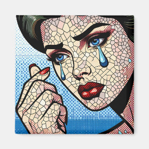 Hübscher Pop Art Comic Sad Woman with Tars Magnet