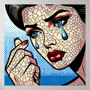 Hübscher Pop Art Comic Sad Woman with Tars Poster